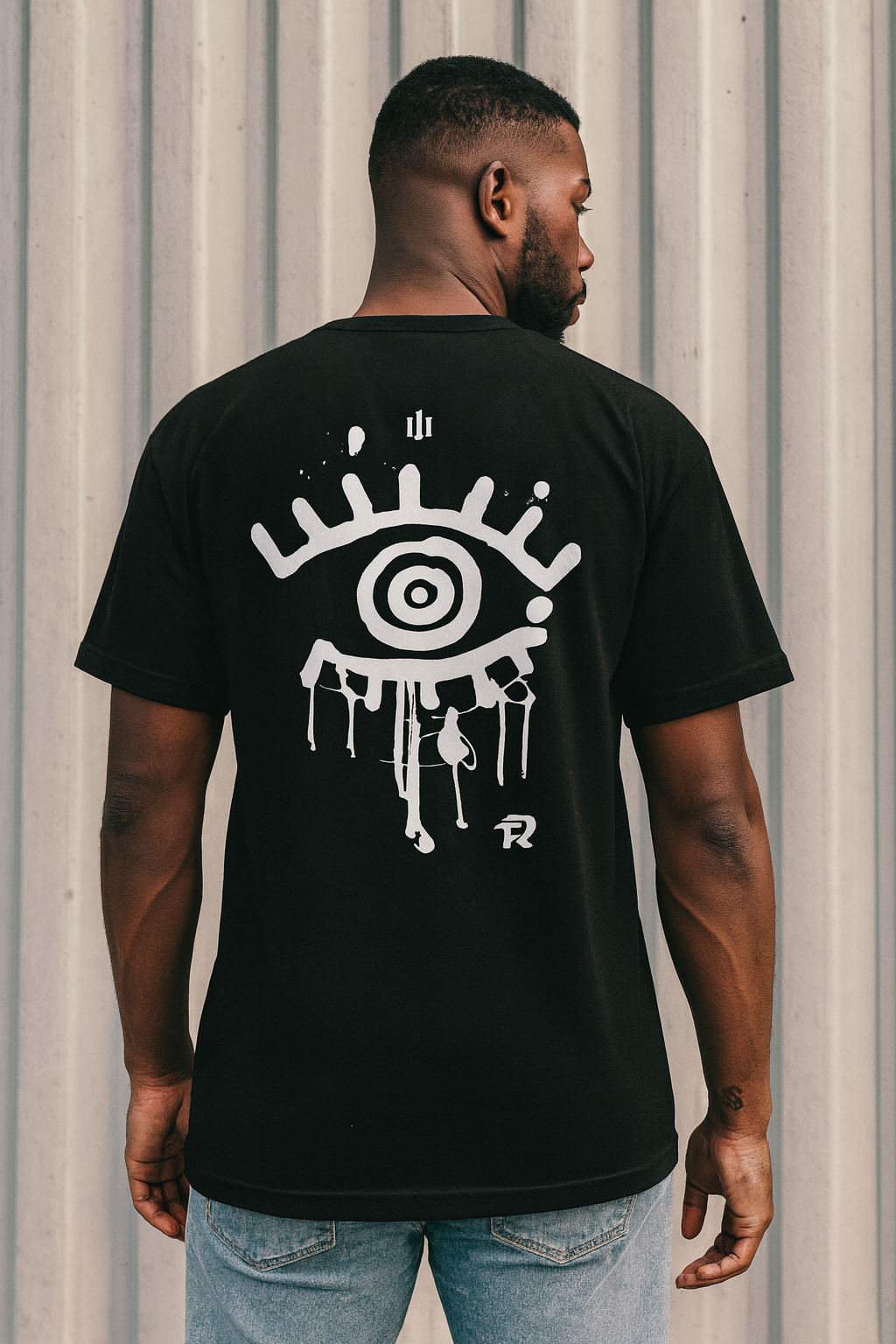 Playera Fuerza Regida – 111XPANTIA Ojo Dripping (Negra/Blanca) 👁️✨