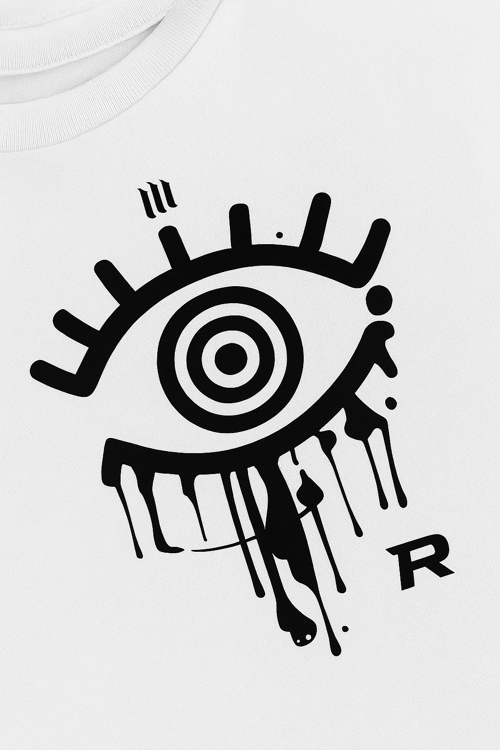 Playera Fuerza Regida – 111XPANTIA Ojo Dripping (Negra/Blanca) 👁️✨