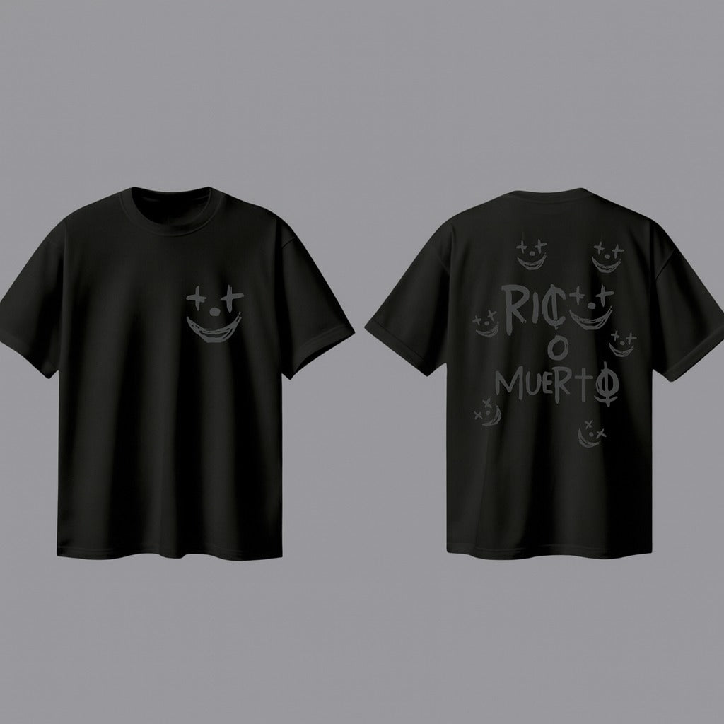 ROM – Rico o Muerto Tee (Blanco/Negro)