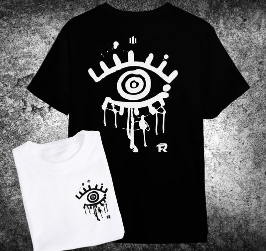 Playera Fuerza Regida – 111XPANTIA Ojo Dripping (Negra/Blanca) 👁️✨
