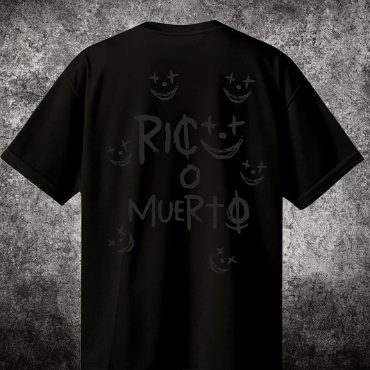 ROM – Rico o Muerto Tee (Blanco/Negro)