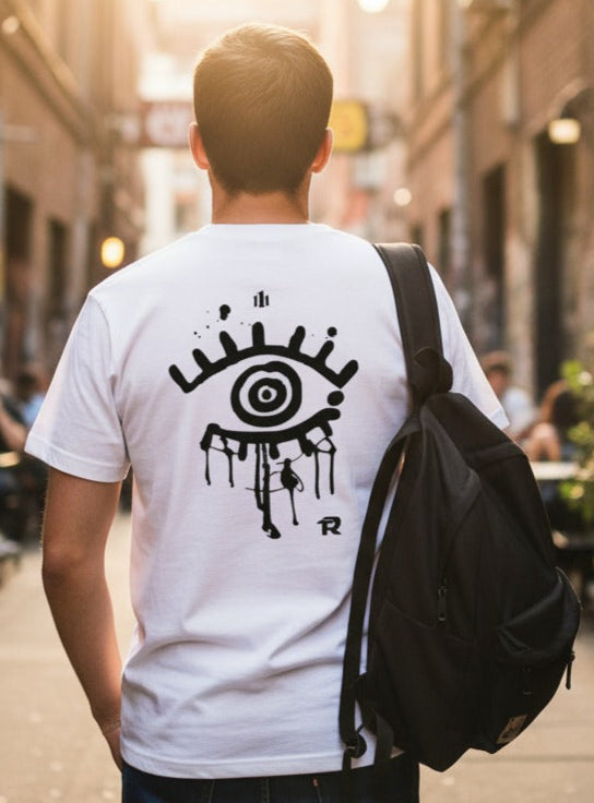 Playera Fuerza Regida – 111XPANTIA Ojo Dripping (Negra/Blanca) 👁️✨
